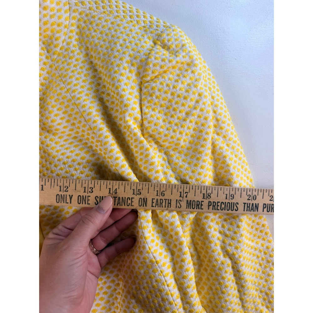 Talbots Blazer Womens 10 Yellow Textured Dot Open Front Mandarin Collar - Picture 4 of 6